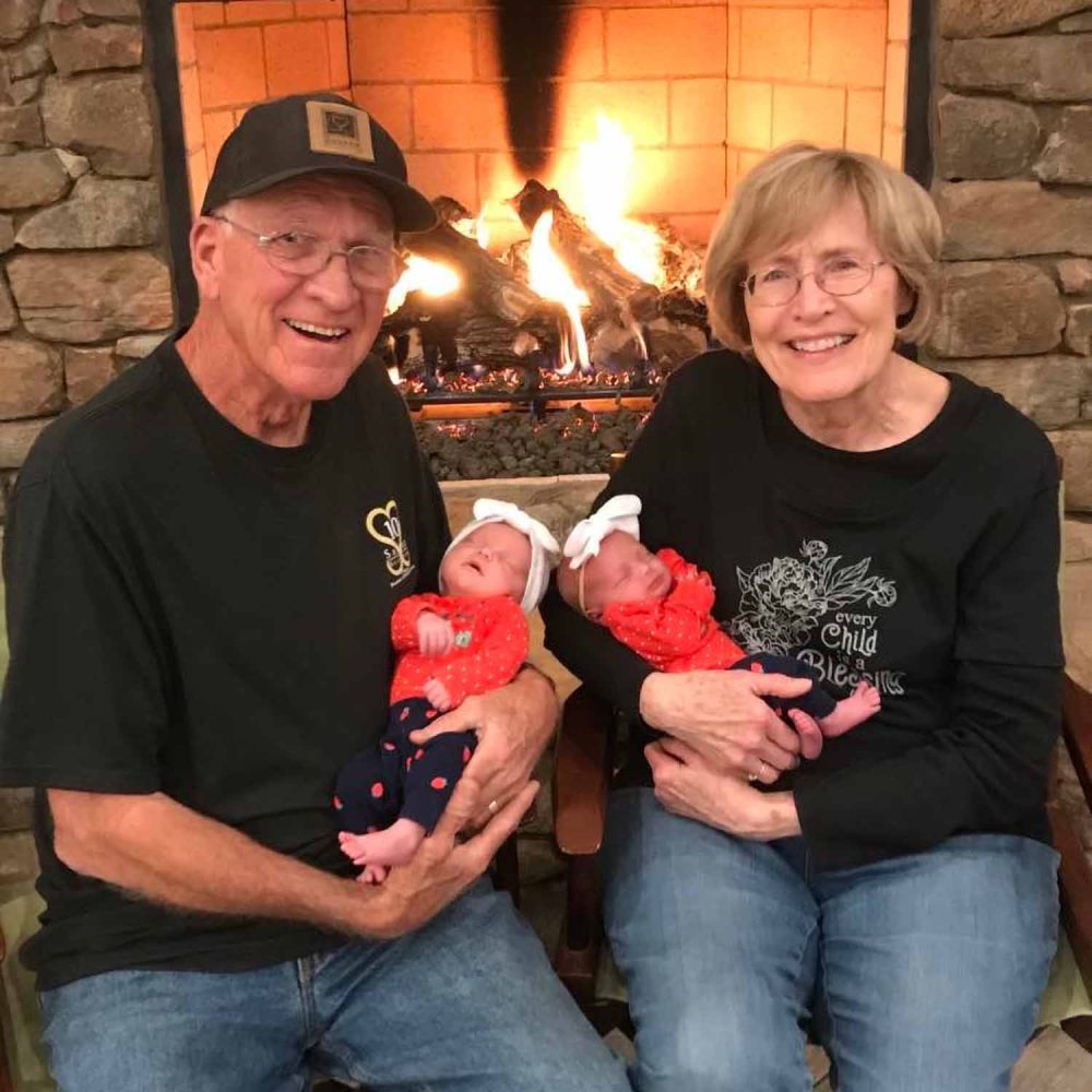 Tom & Susan Fireside with twins